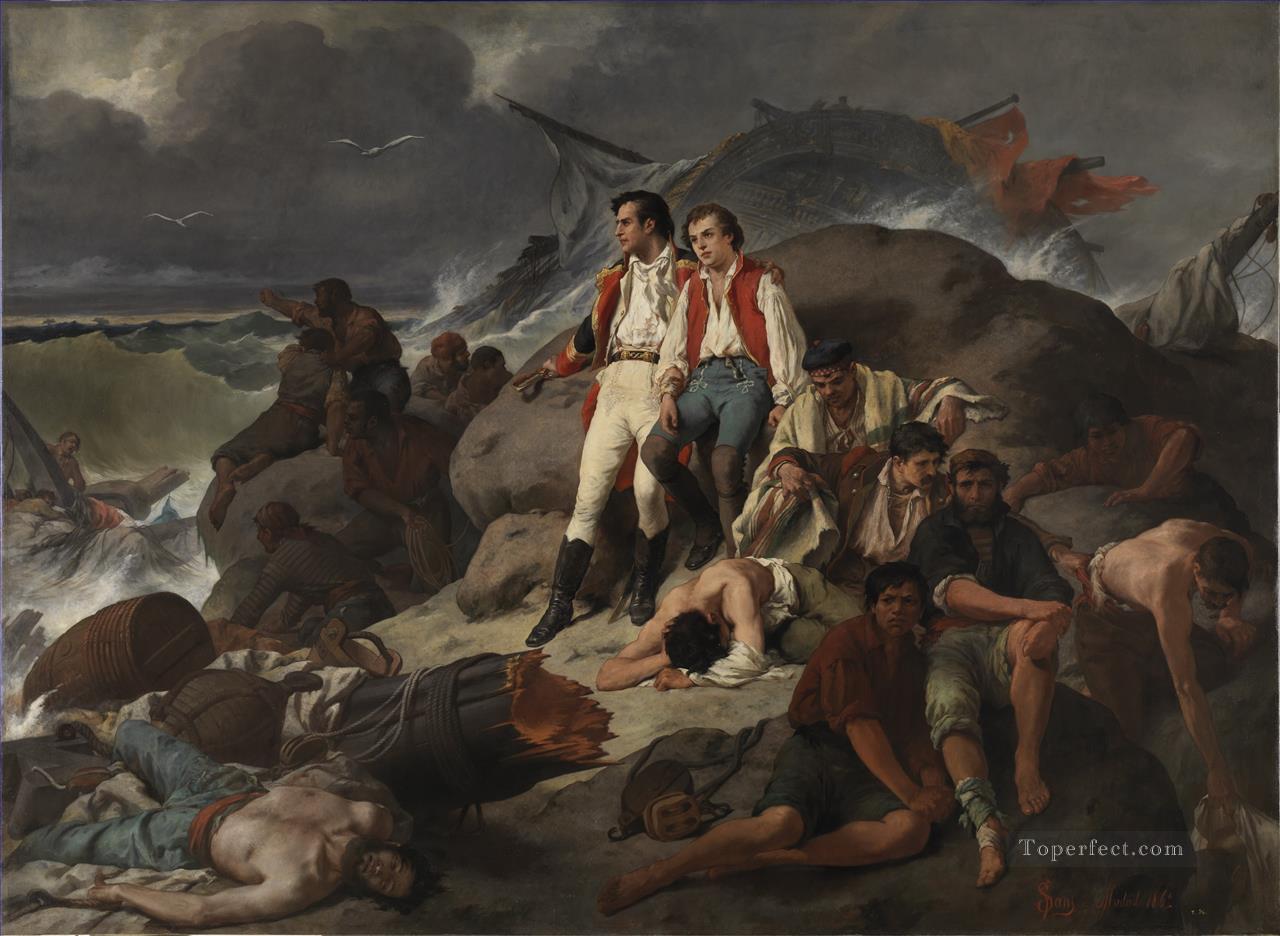 Episodio de la batalla de Trafalgar 1862 Francisco Sans y Cabot Naval Battles Oil Paintings